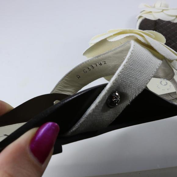 Fabric White Classic Camelia Flower Logo Thong Sandals Flip Flops B722 - Picture 9 of 12